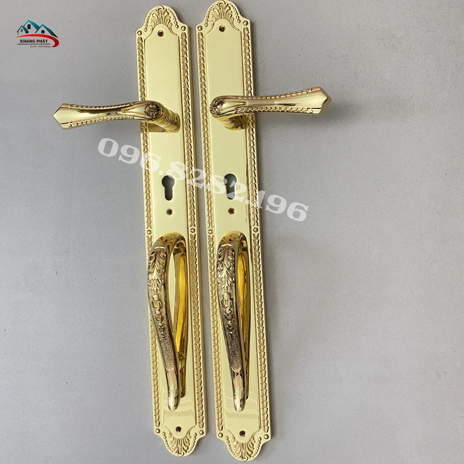 Mặt ốp khóa đồng đúc nguyên khối mạ vàng
