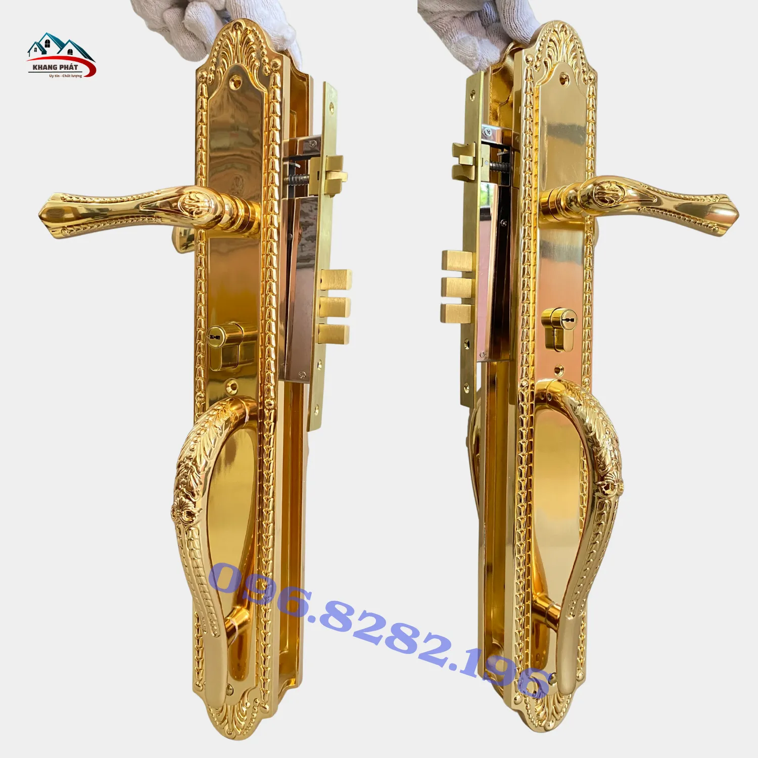 Hoa văn khóa đồng mạ vàng 24K sắc nét