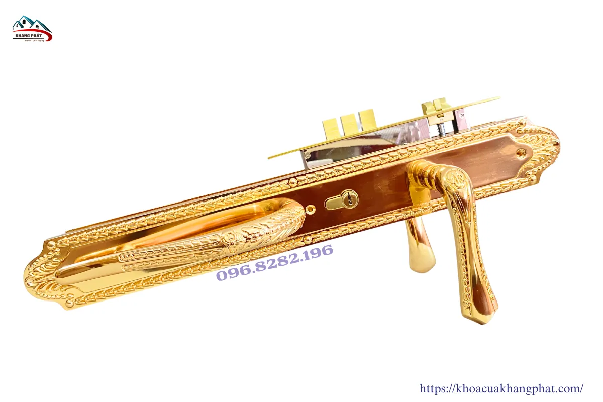 Tay khóa đồng KP5252 gạt cong cổ điển