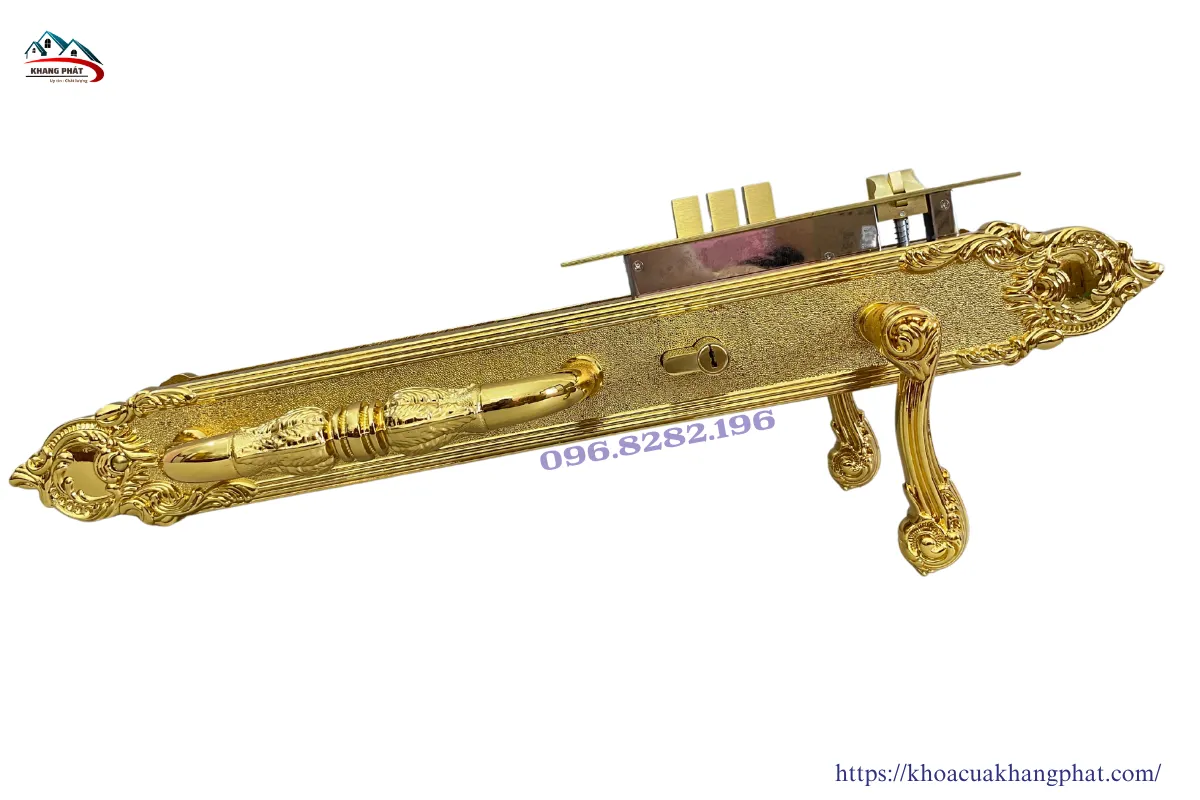 Tay gạt khóa cửa đại sảnh bằng đồng KP6161 mạ PVD chắc chắn, đẹp mắt