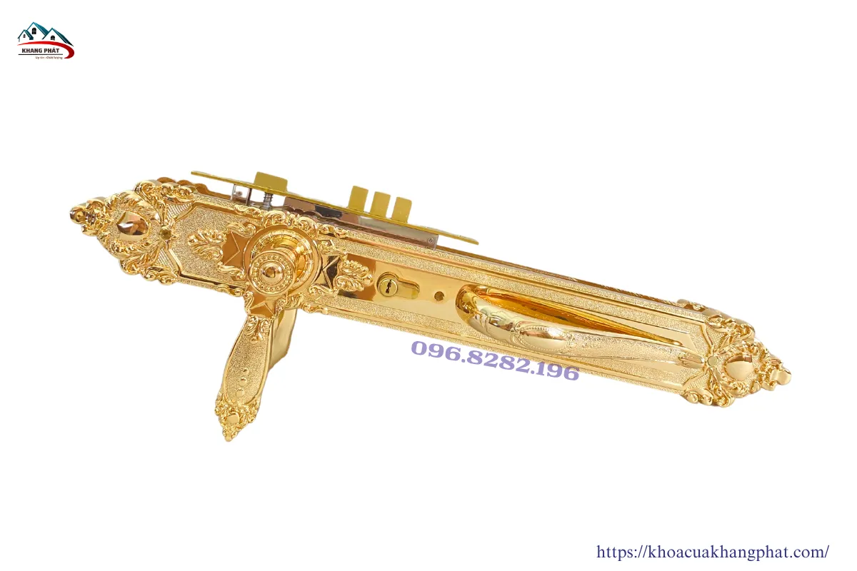 Khóa cửa đại sảnh mạ vàng 24K sang trọng
