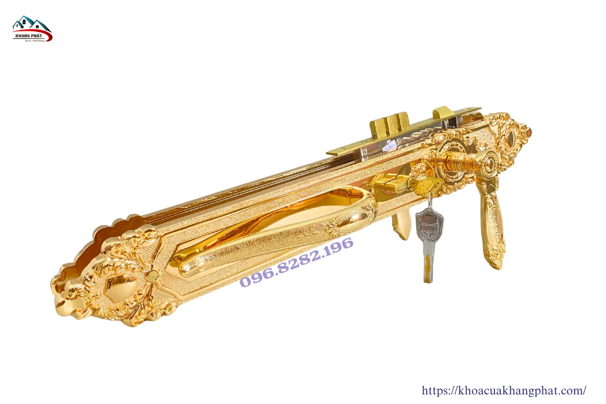 Khóa cửa gỗ biệt thự mạ vàng 24K