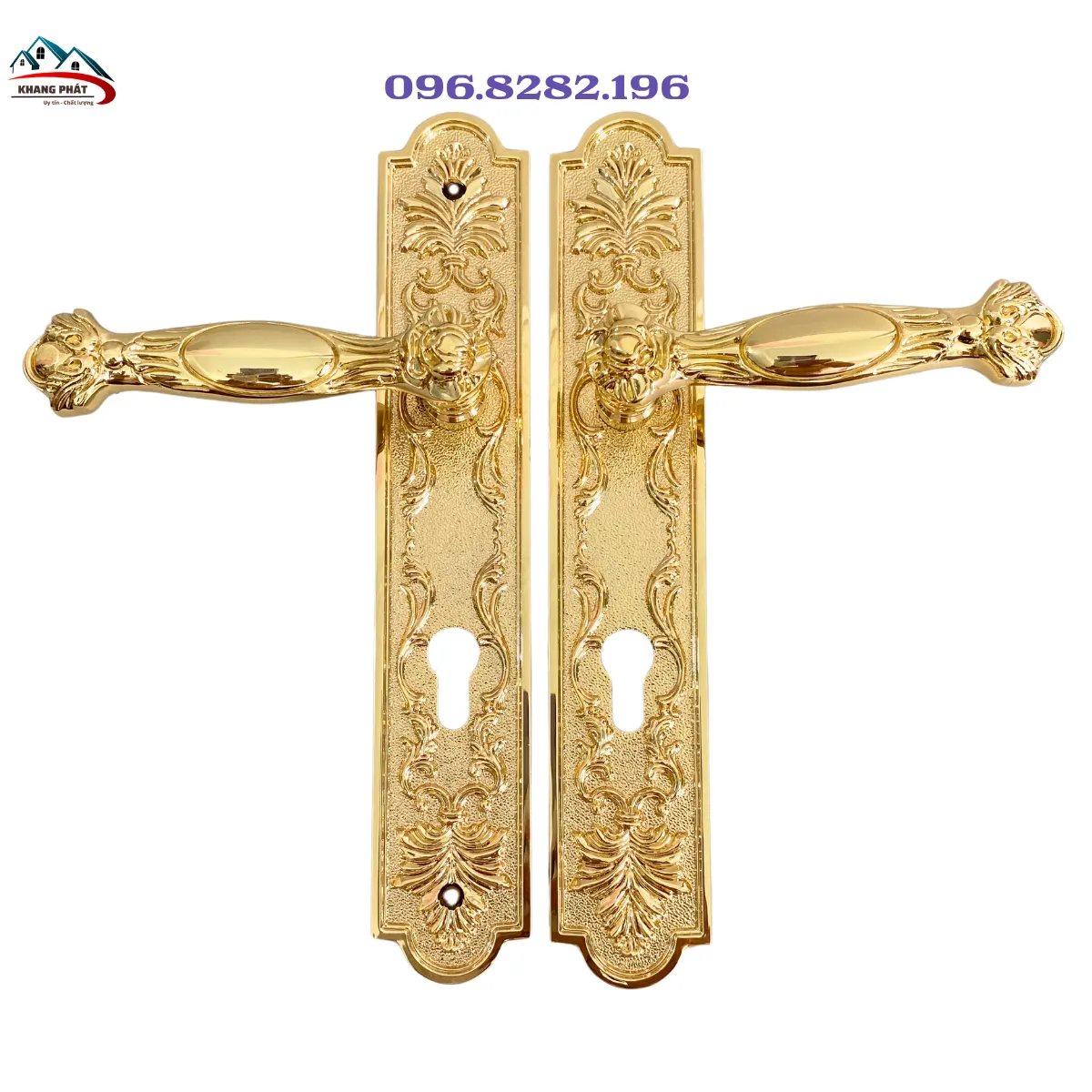 Khóa cửa Queen cổ điển Italia mạ vàng 24k dài 30cm