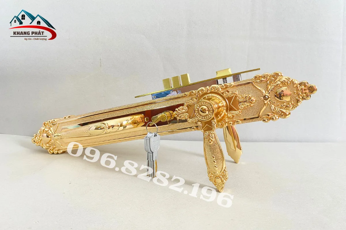 Bộ khóa cửa chính bằng đồng phong cách châu Âu