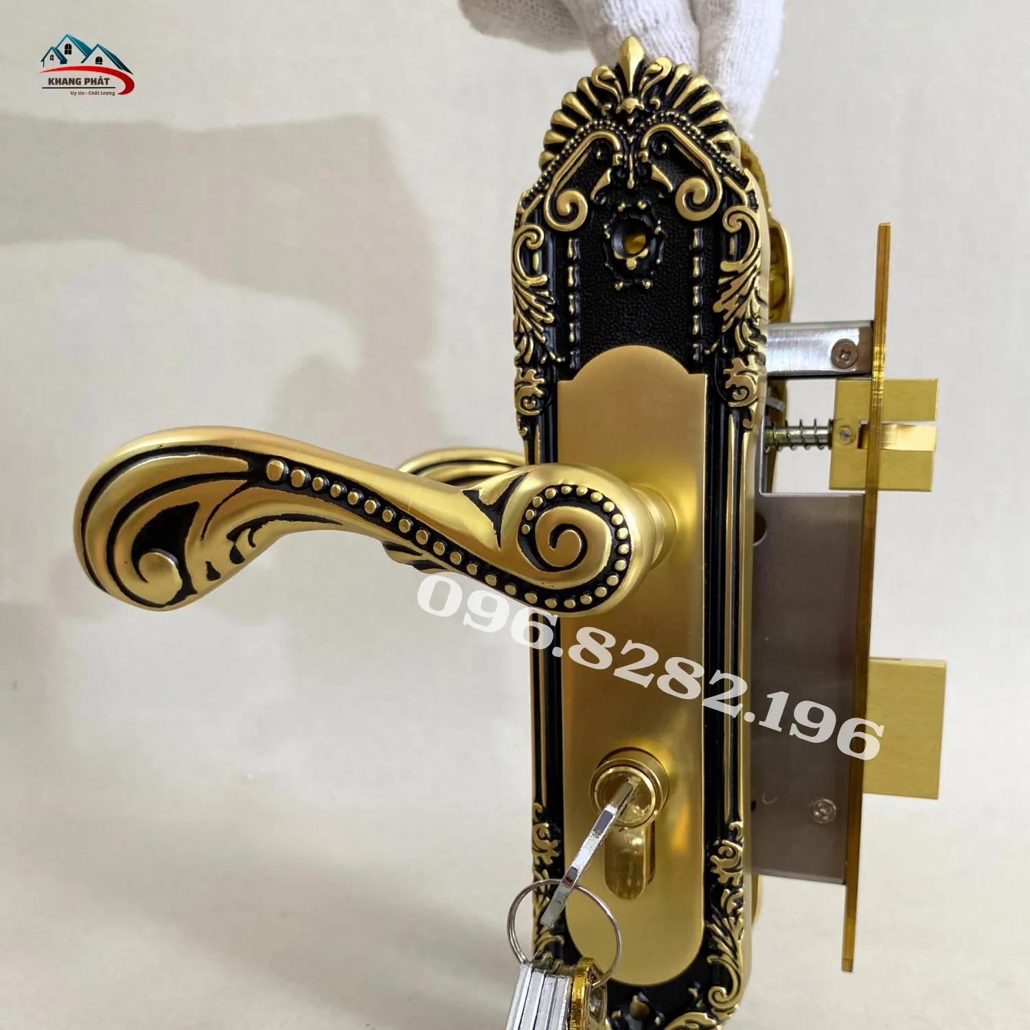 Khóa đồng KP1818-DFS lắp cửa kính khung gỗ