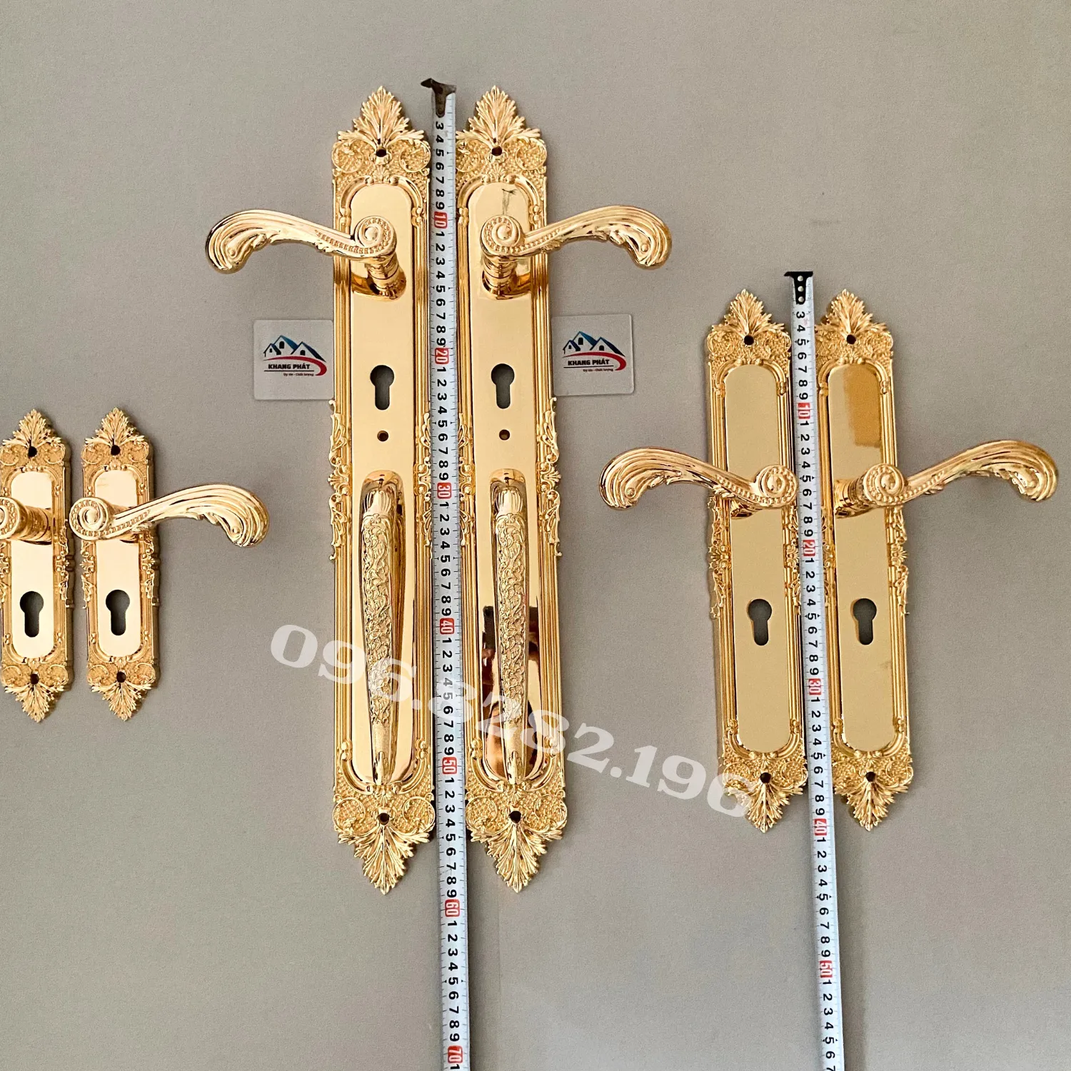 Khóa cửa chính KP1919 đồng vàng 24K – 3 kích thước đại sảnh và phòng