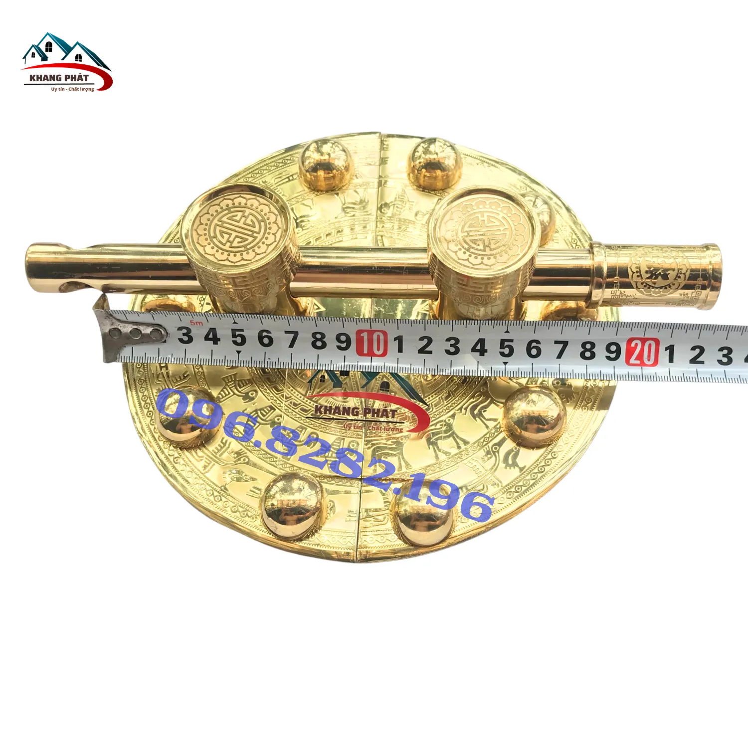 Chuỳ mâm đồng 20cm hoa văn trống đồng