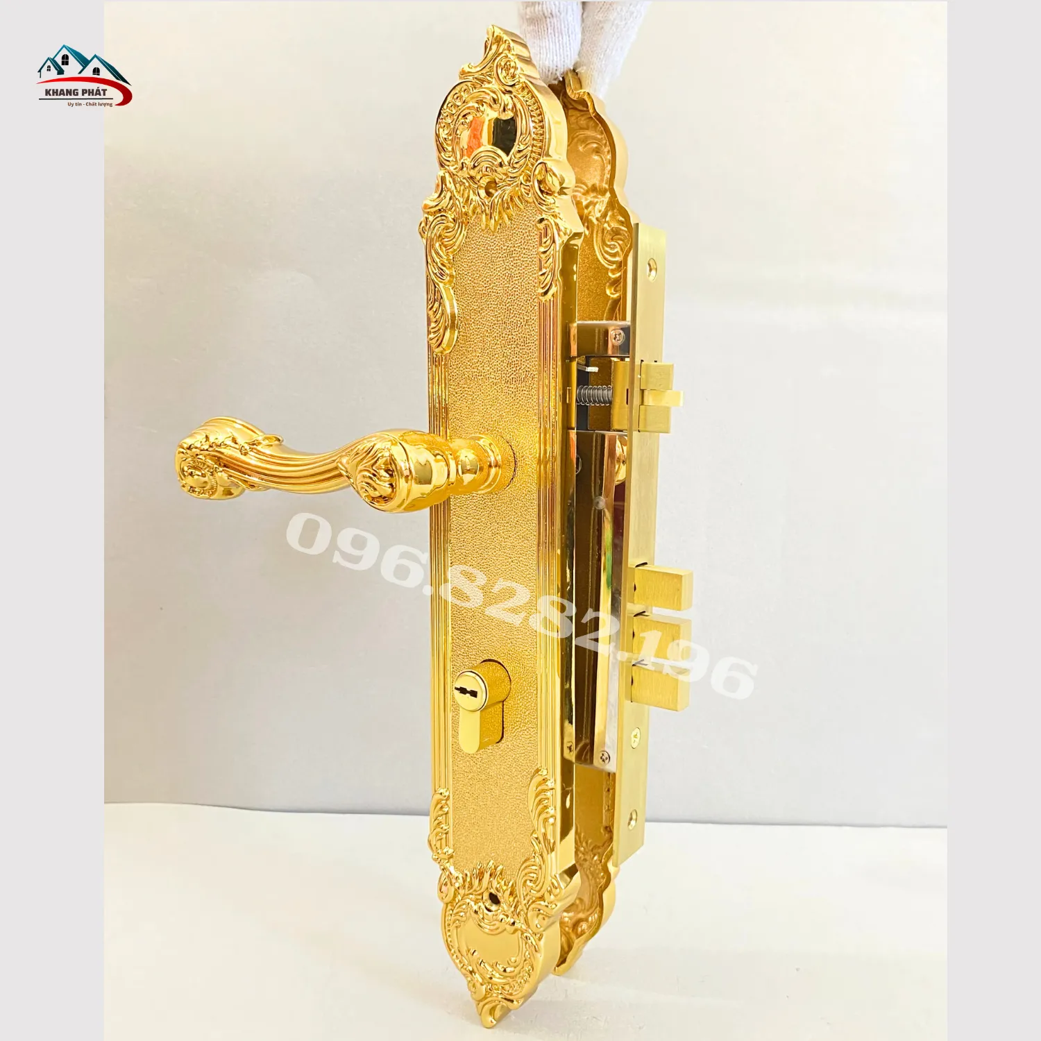 Tay gạt đồng KP6161 hoa văn cổ điển