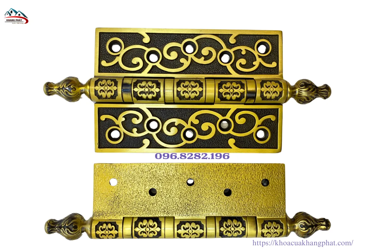 Bản lề cửa gỗ đồng thau màu rêu dài 13cm