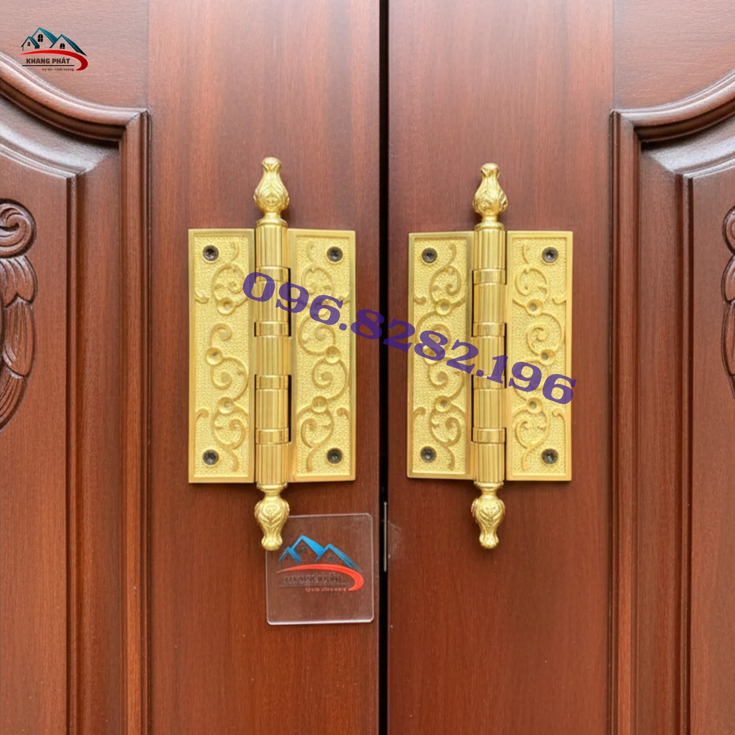 Bản lề lá hoa dây 15cm KP-LĐB215 lắp trên cửa gỗ tự nhiên