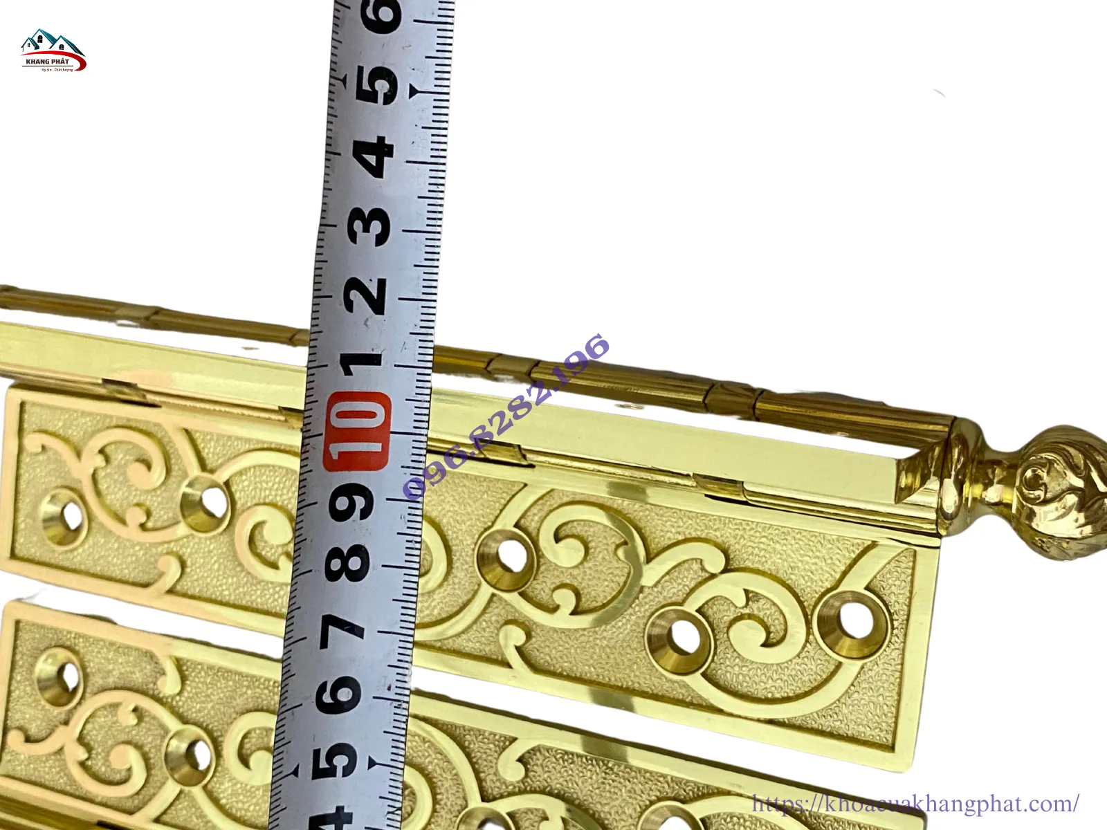 Bản lề lá đồng 20cm hoa văn dây leo tinh tế cho cửa nhà gỗ