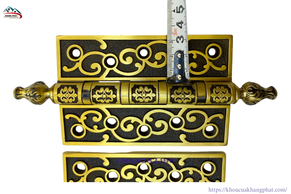 Bản lề lá trang trí cửa gỗ màu rêu 13cm