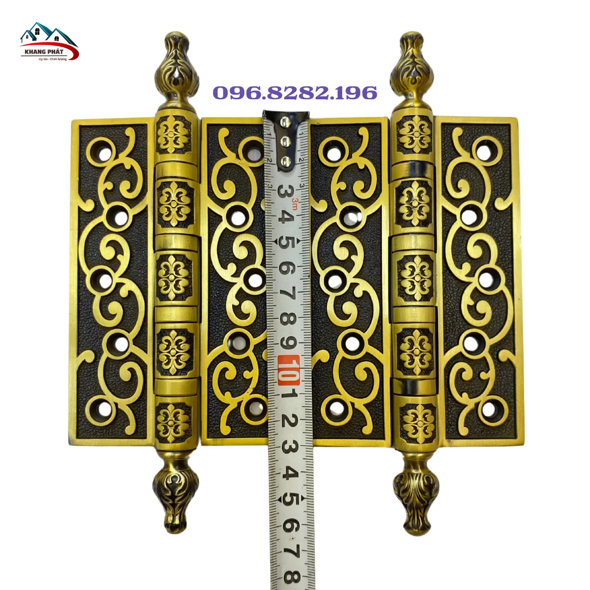 Bản lề lá trục hoa màu rêu dài 13cm