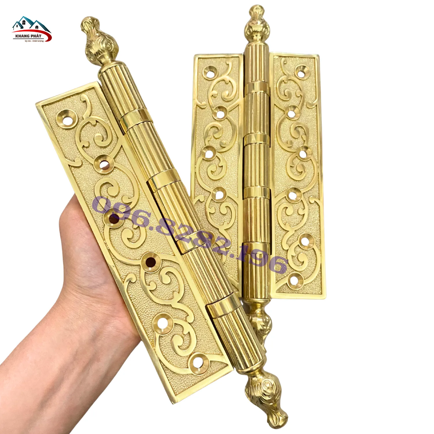 Hoa văn dây leo tinh xảo trên bản lề đồng 20cm