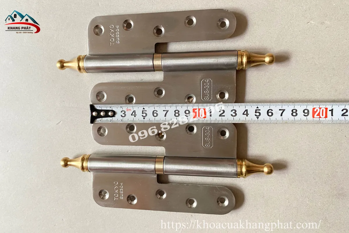 Bản lề cối inox 304 chóp đồng N7 lắp cửa phòng, cửa gỗ tự nhiên