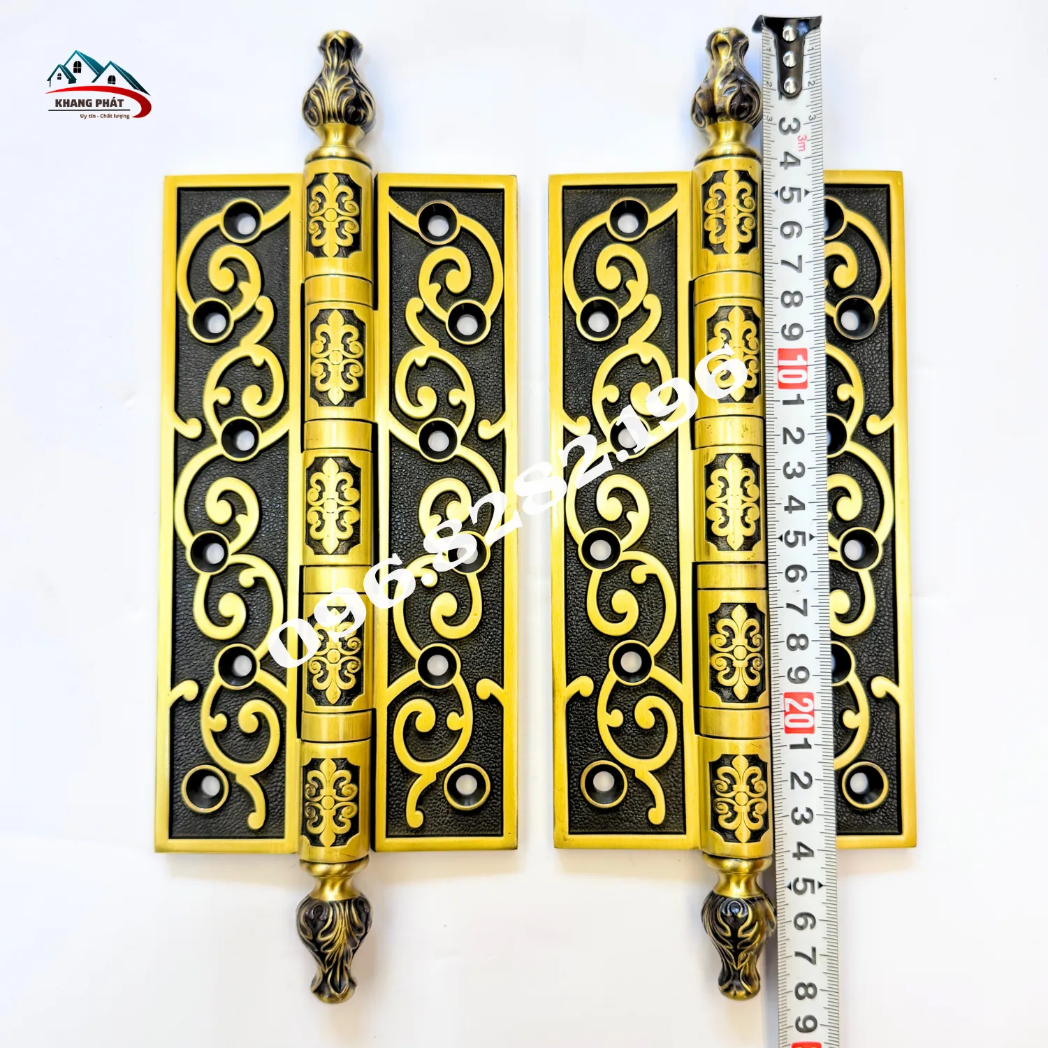 kích thước tổng thể bản lề đồng 28cm có chóp