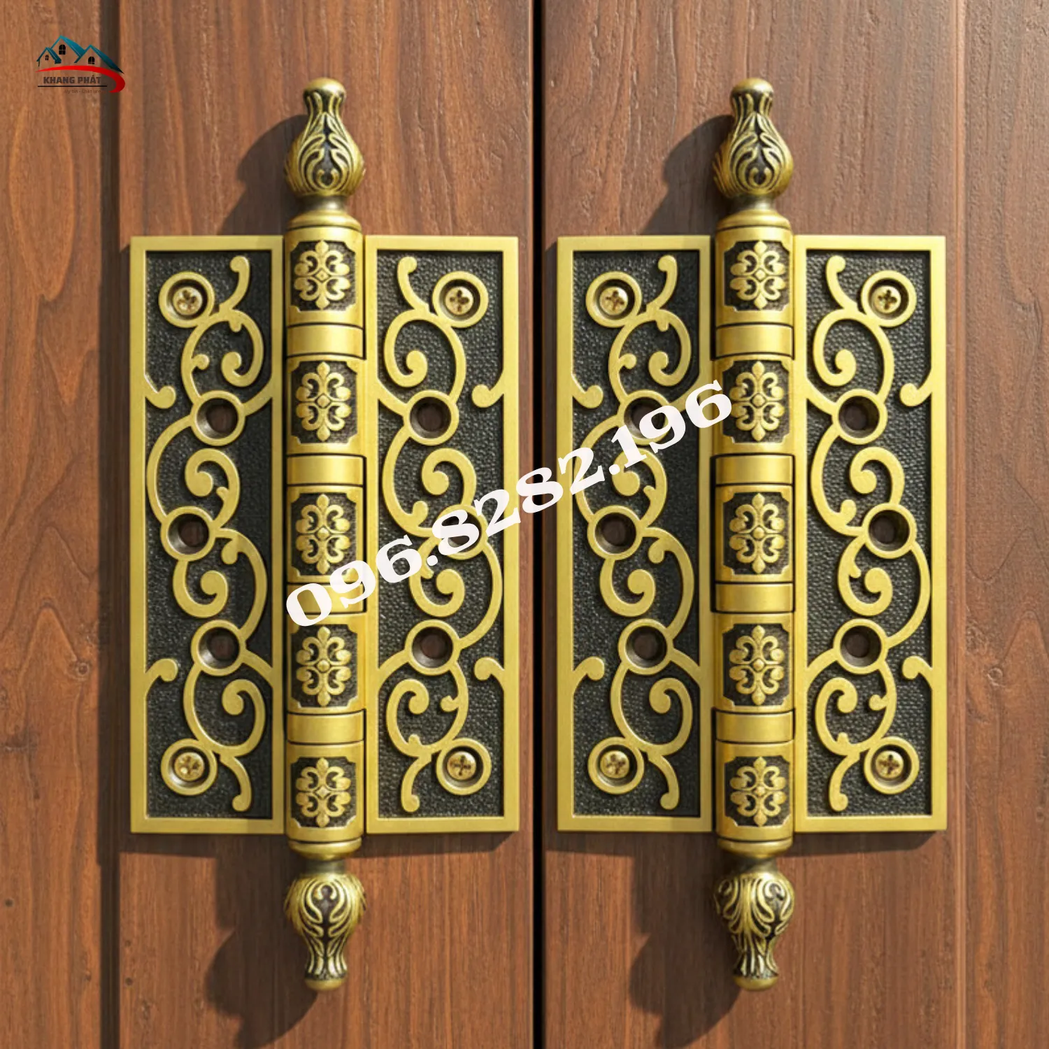 Bản lề KP-LĐR215 lắp trên cửa gỗ lim, cửa biệt thự