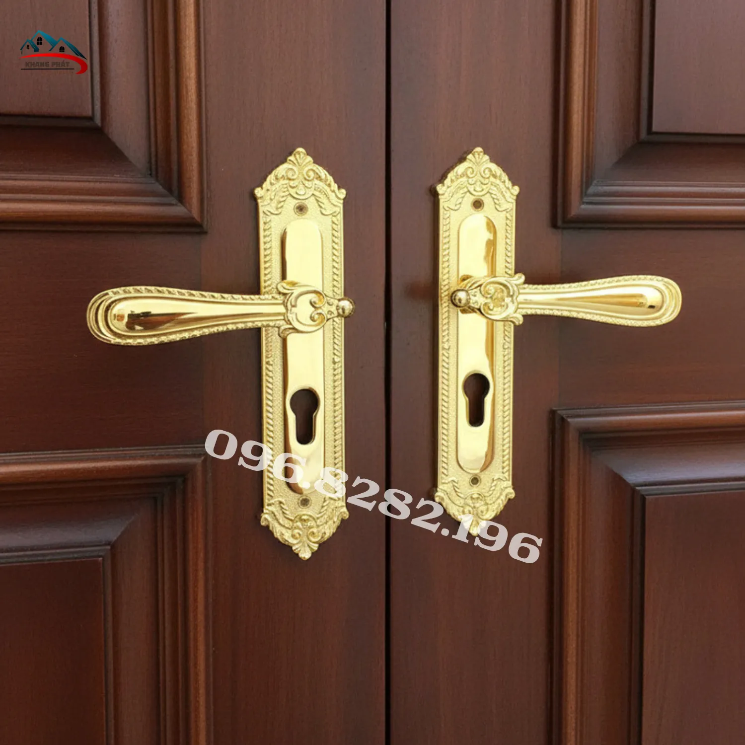 Bộ khóa KP666 lắp trên cửa gỗ tự nhiên sang trọng