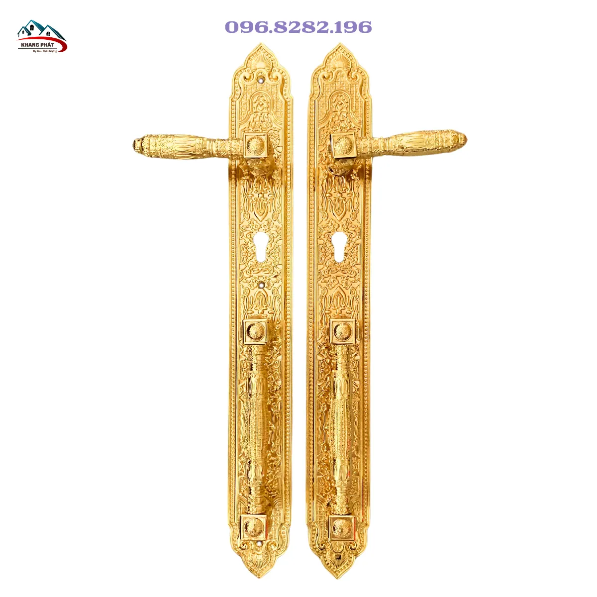Khoá cửa gỗ, cửa thép, cửa nhôm đúc, cửa kính thuỷ lực bằng đồng mạ vàng 24K KP999C dài 60cm