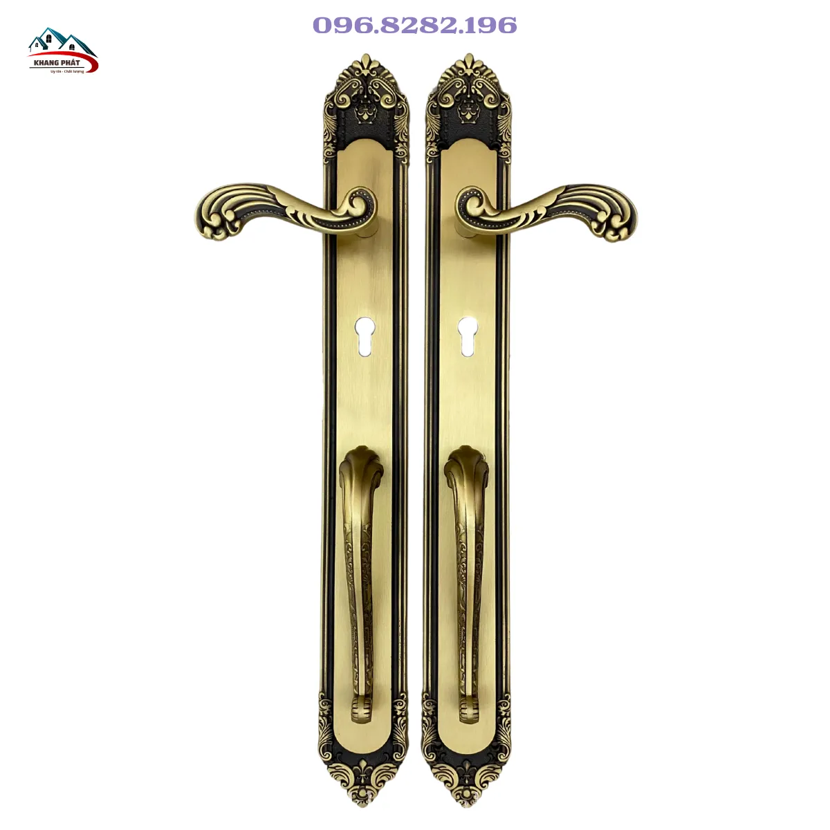 Khóa đồng đại sảnh KP3232 màu rêu giả cổ dài 60cm