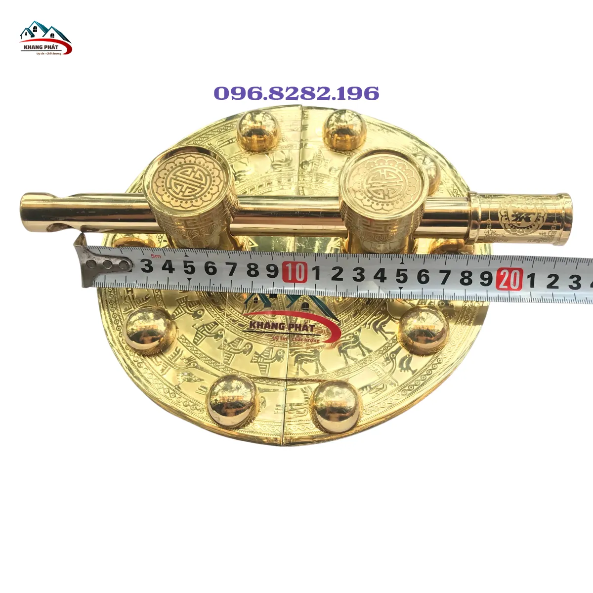 Khoá then cài, chuỳ mâm đồng trống đồng 20cm vàng bóng