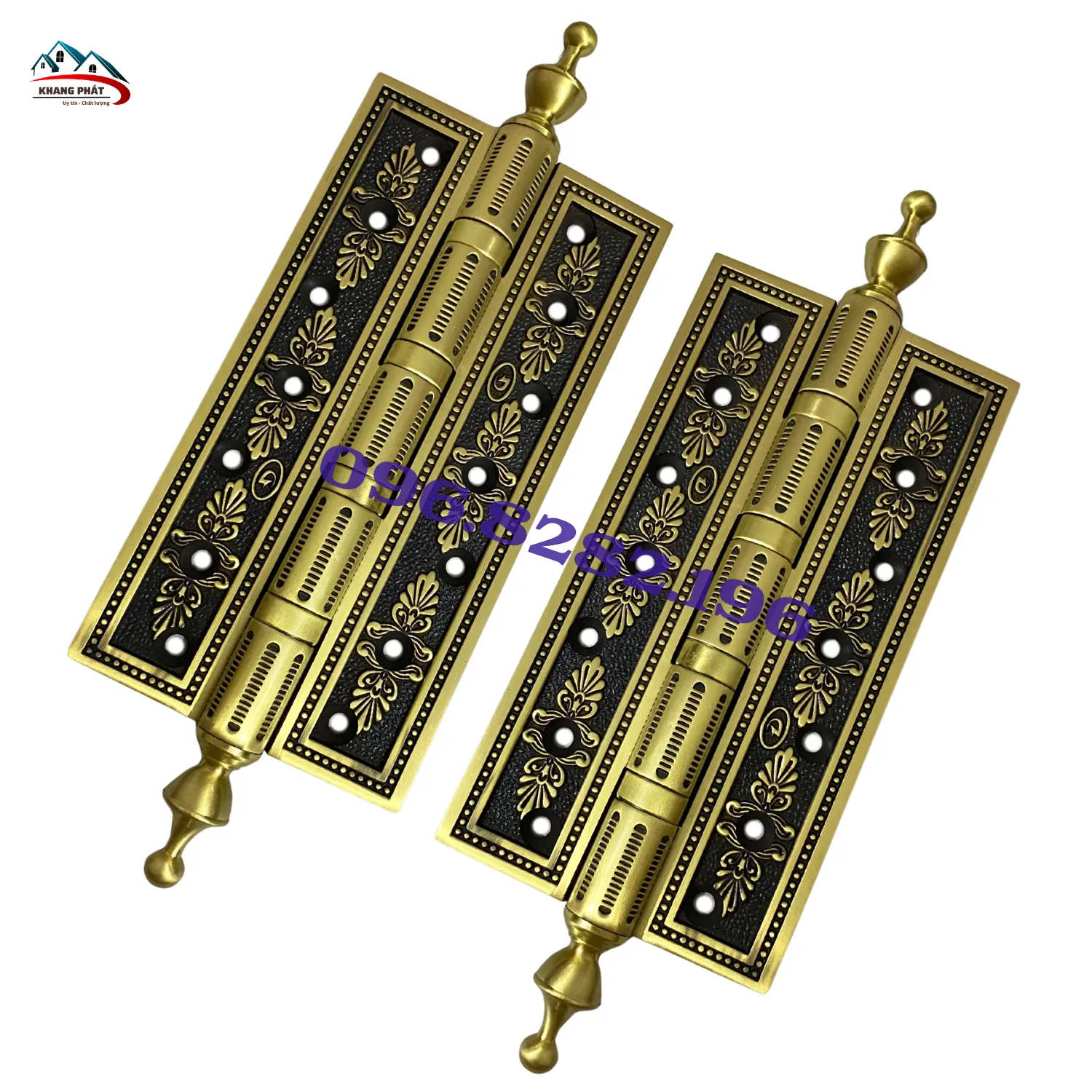 bản lề lá 20cm hoa văn màu rêu lắp cho cửa gỗ lớn