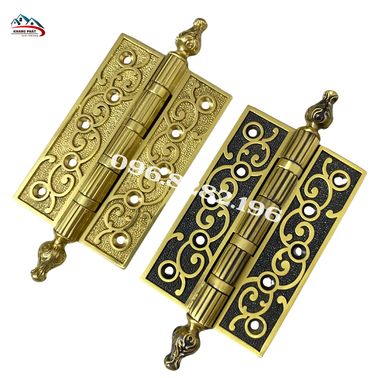 Phụ kiện bản lề đồng hoa văn cho cửa gỗ