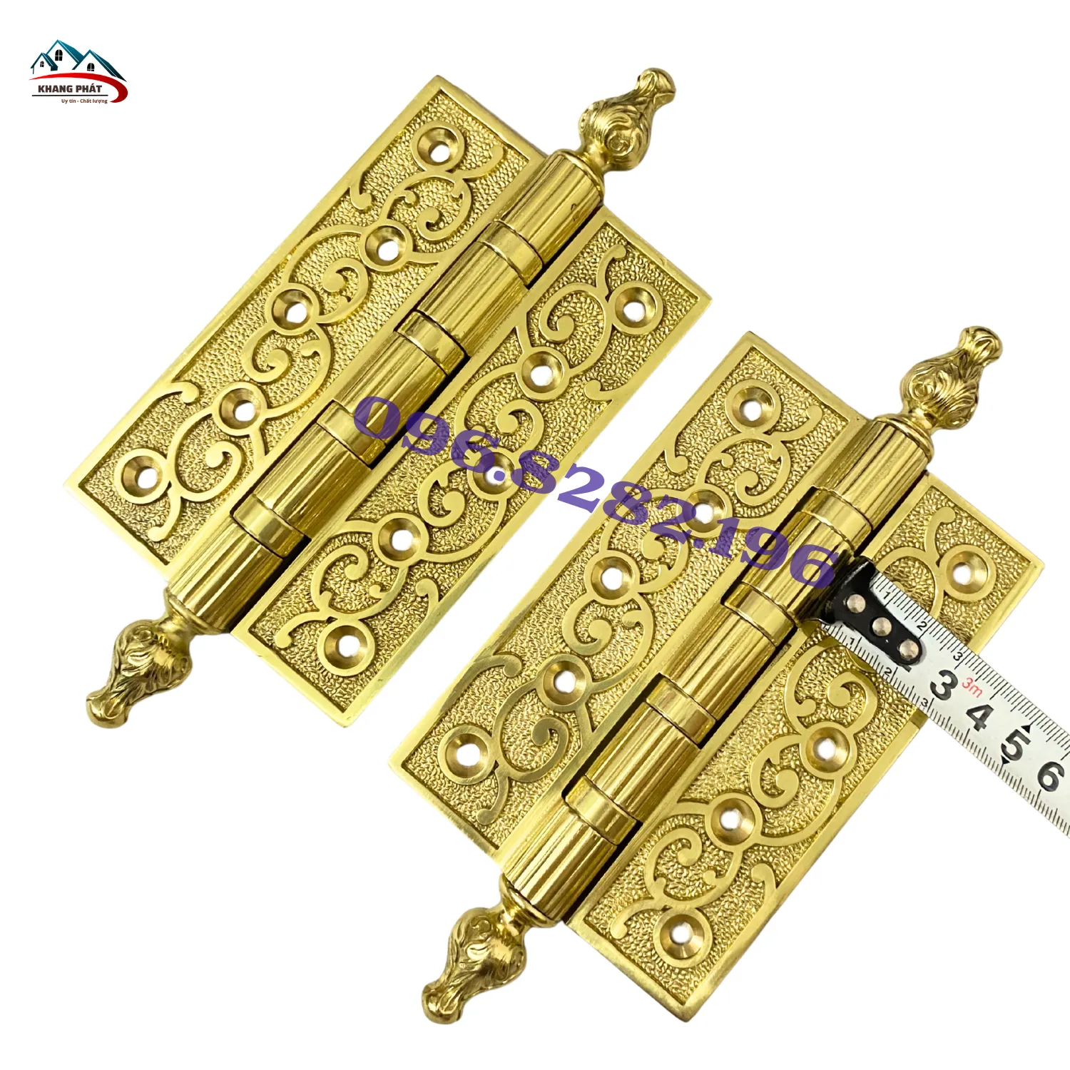 Bản lề lá đồng hoa văn 13cm