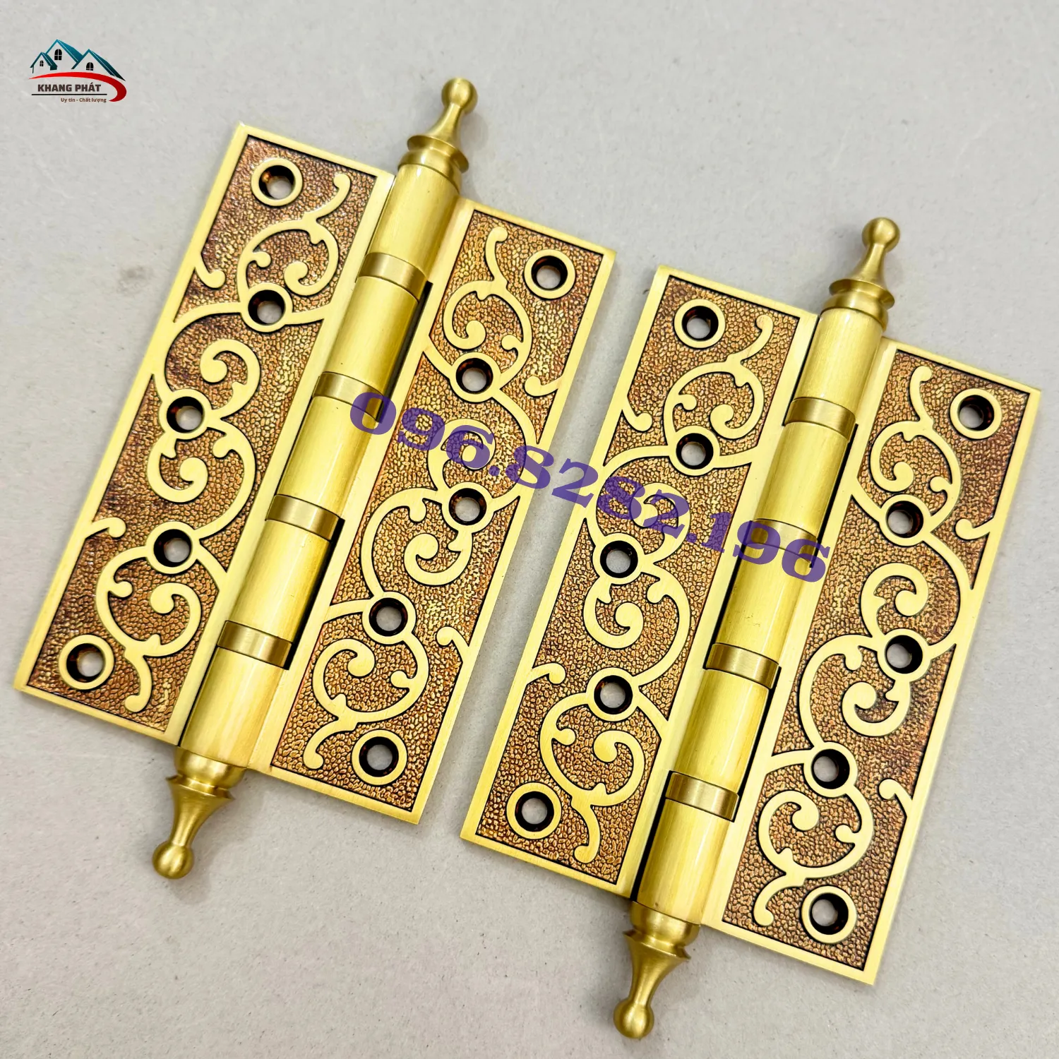 Bản lề đồng hoa văn dây leo dài 15cm