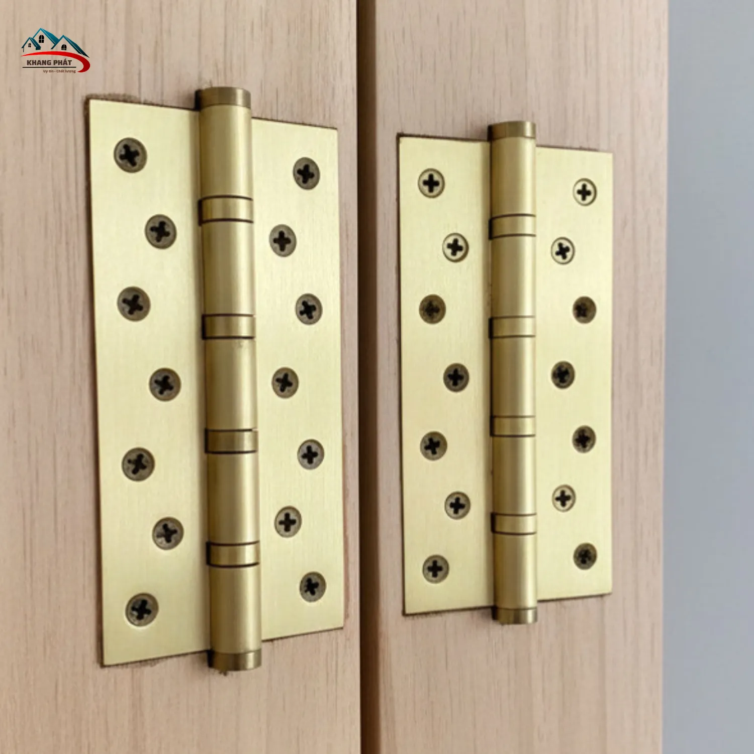 Bản lề lắp trên cửa gỗ biệt thự