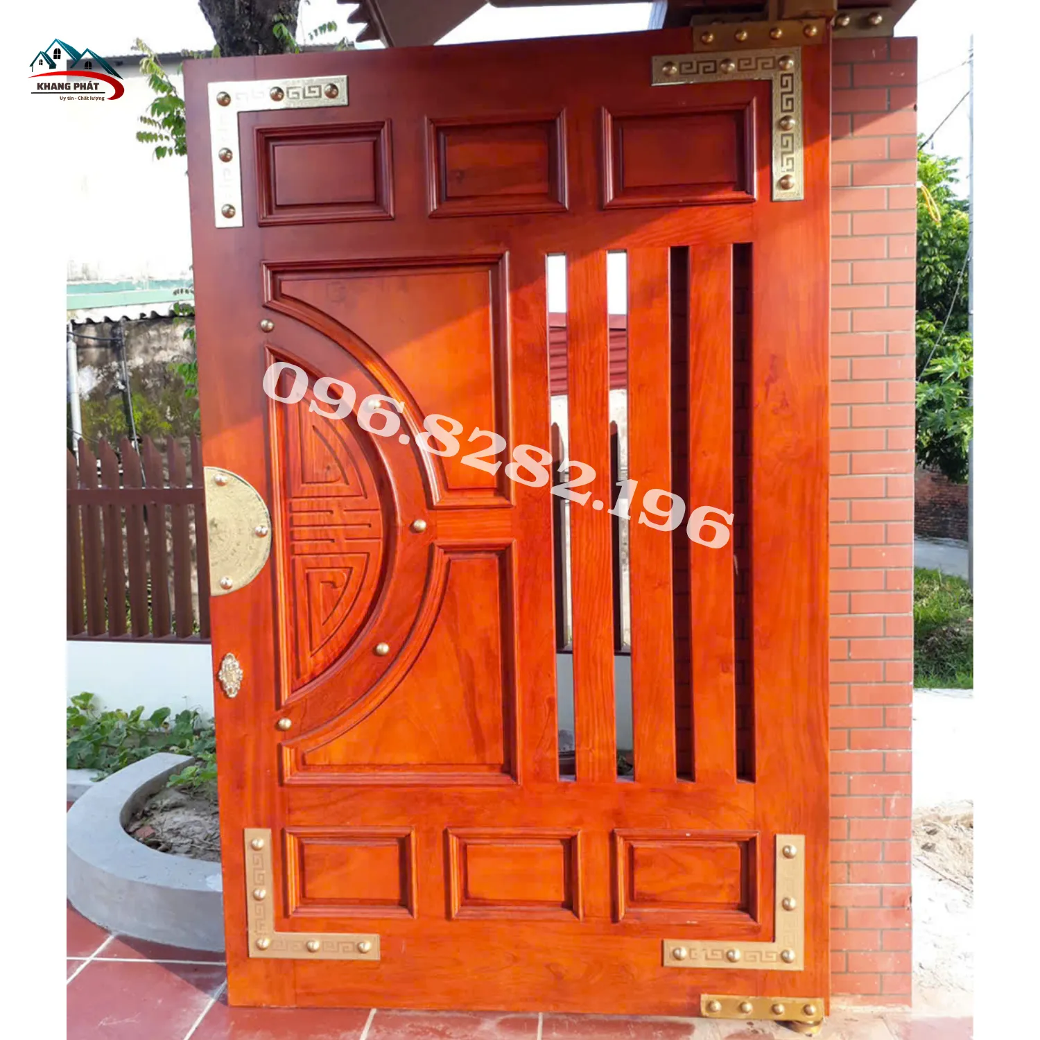 Bộ chuỳ mâm trống đồng 38cm lắp trên cổng gỗ
