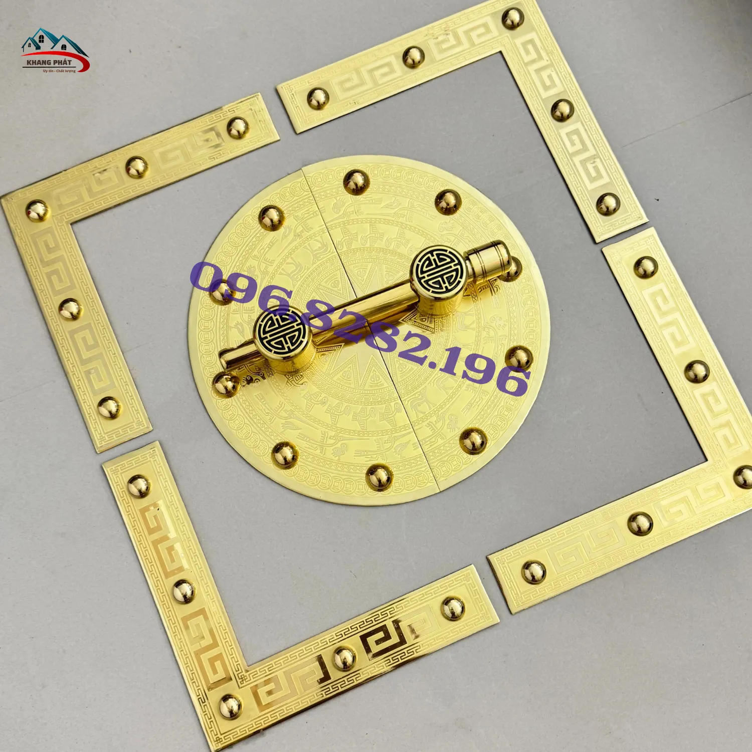 Bộ chuỳ mâm trống đồng cho cổng gỗ lớn