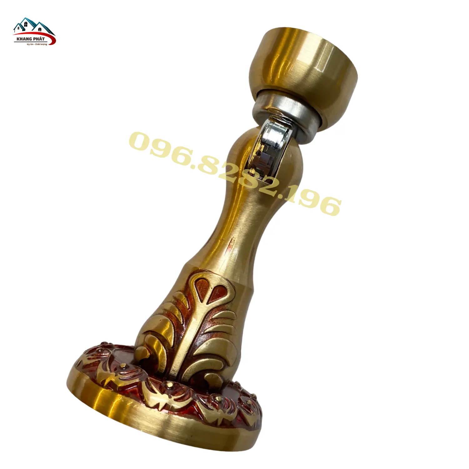 chặn cửa bằng đồng màu rêu cho cửa gỗ cao cấp
