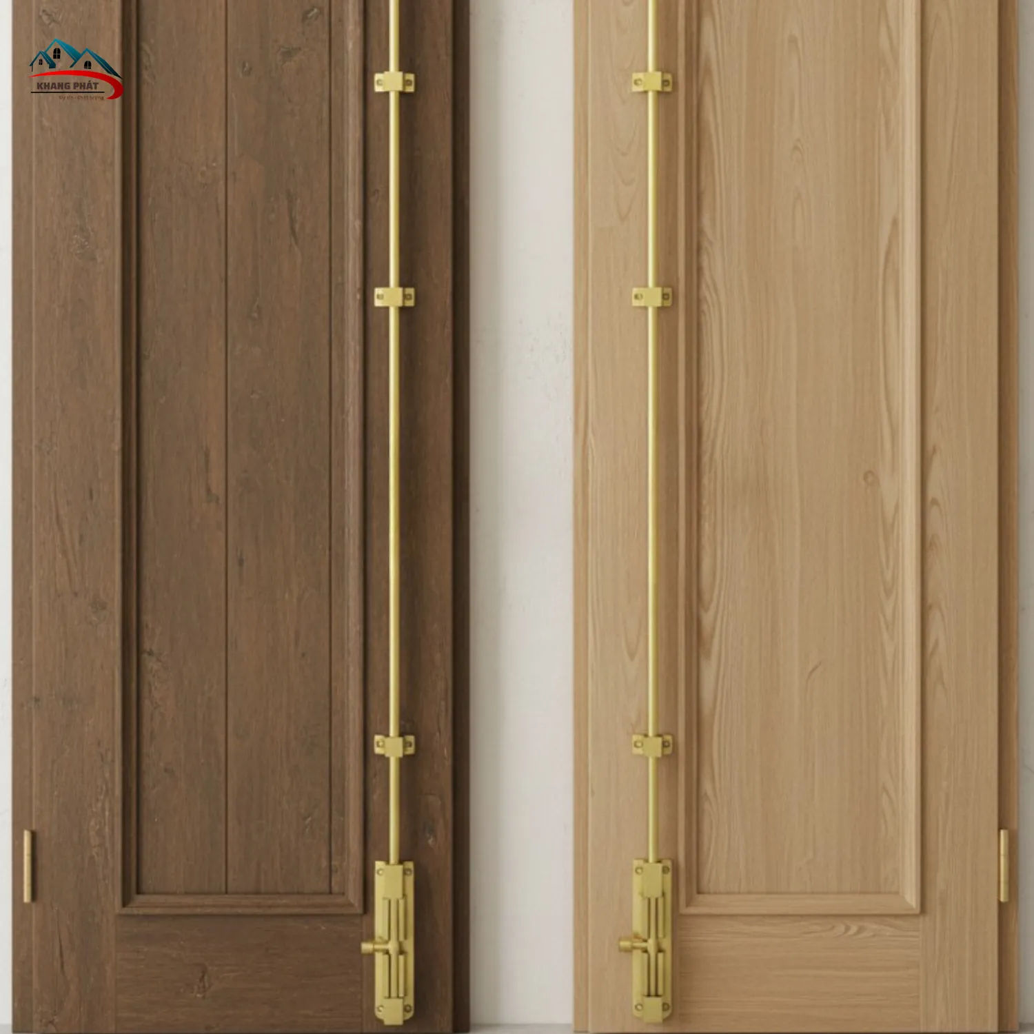 Chốt thang bằng đồng lắp trên cửa gỗ