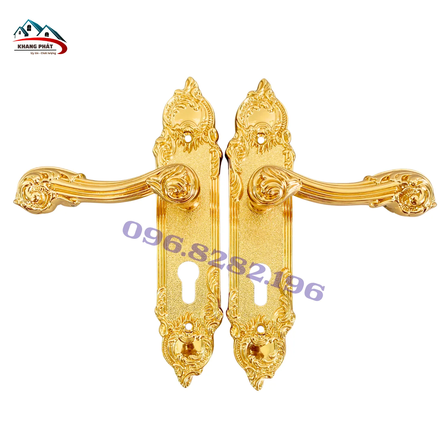 Khóa cửa phòng bằng đồng KP6161 mạ vàng 24K cao cấp