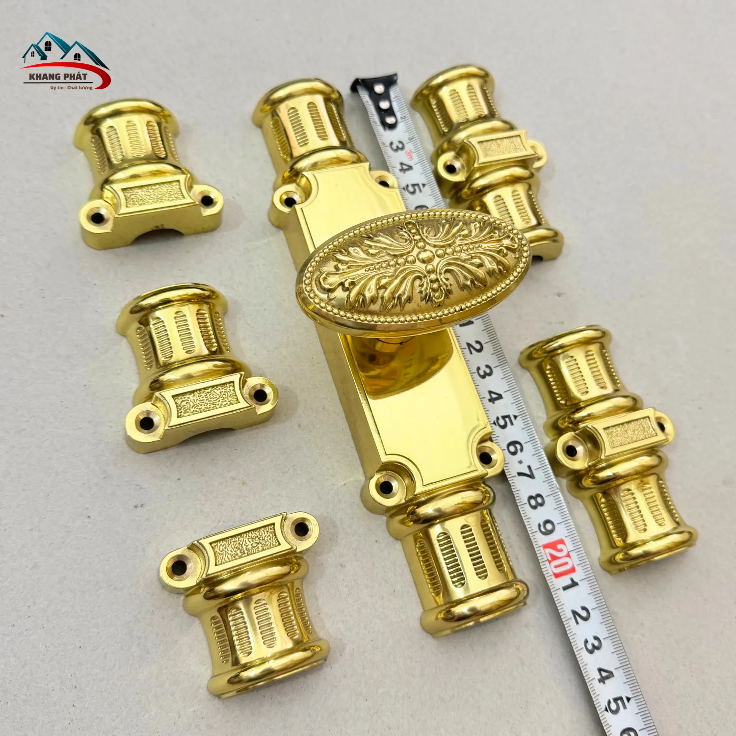 Tay cầm chốt cửa đồng vàng bóng KP-KS362