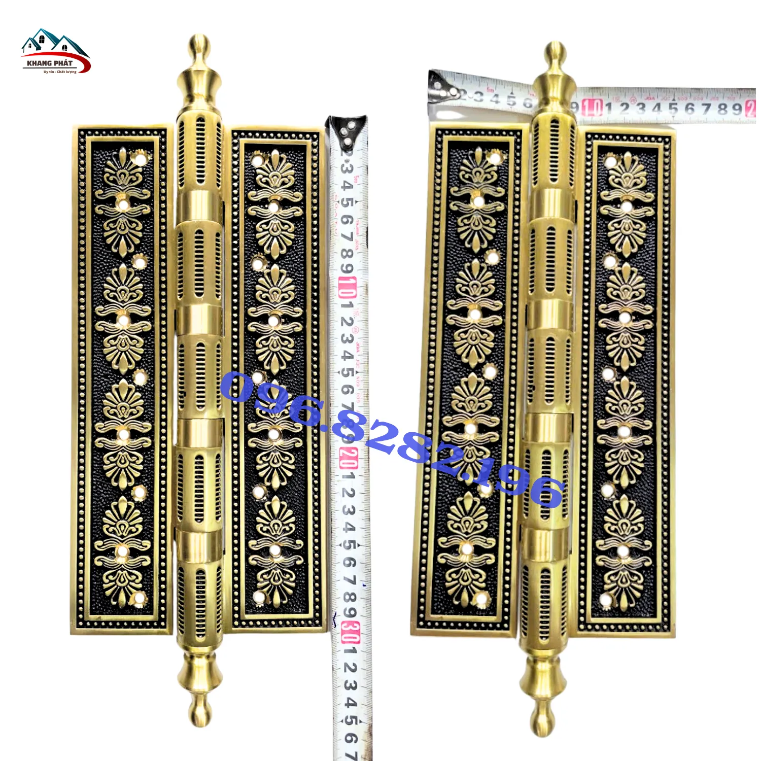 Bản lề cửa gỗ biệt thự dài 30cm rộng lá 6cm chất liệu đồng