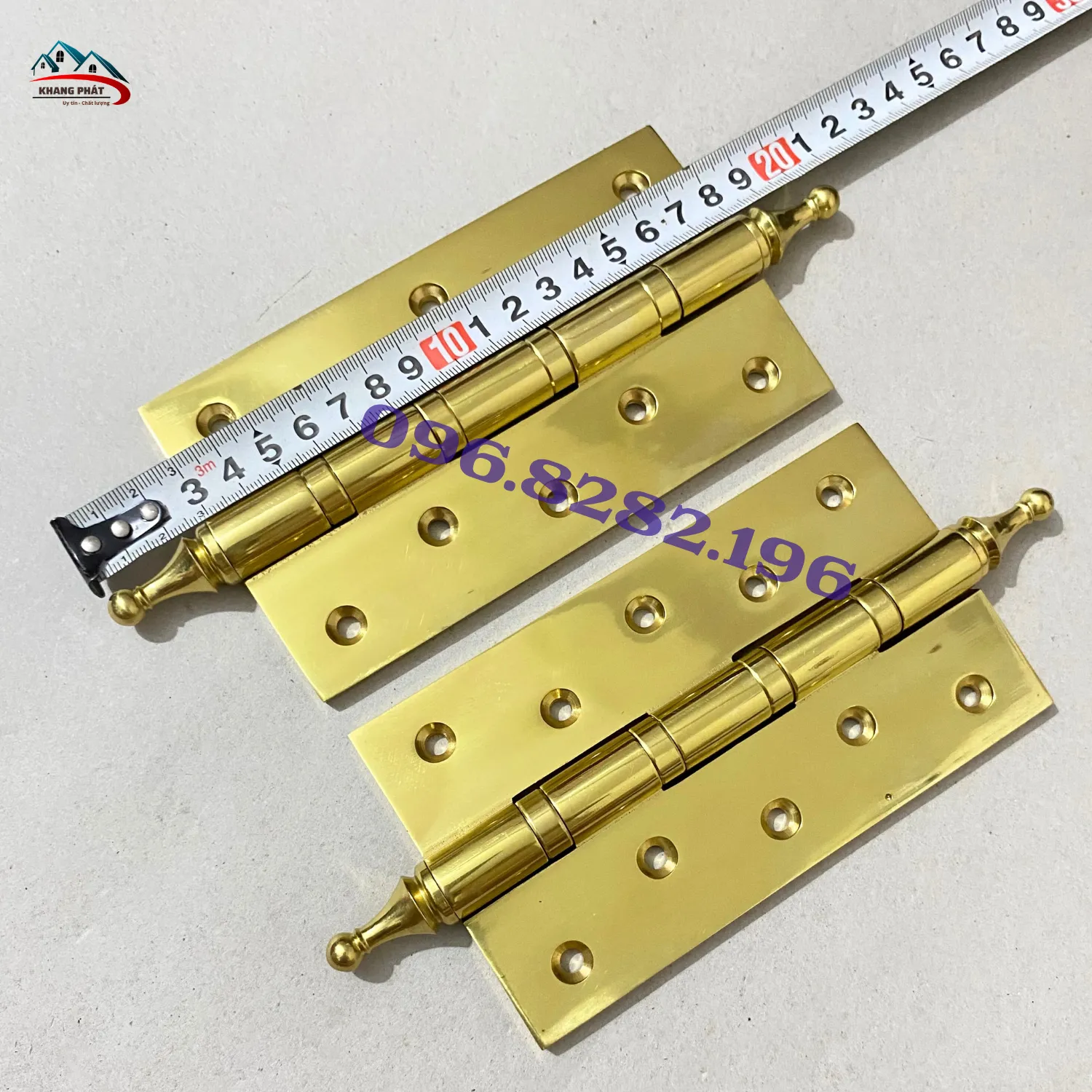 bản lề đồng trơn vàng bóng 15cm dùng cho cửa chính