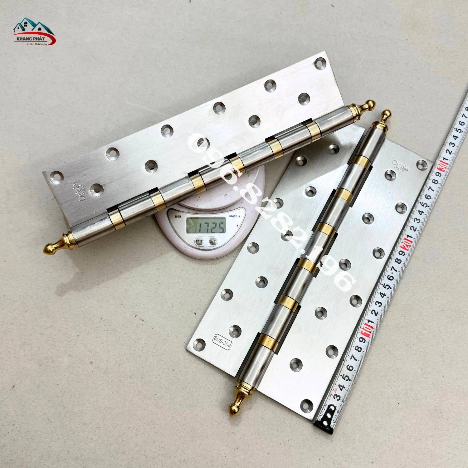 cân trọng lượng bản lề inox cửa gỗ N30 nặng 1,7kg