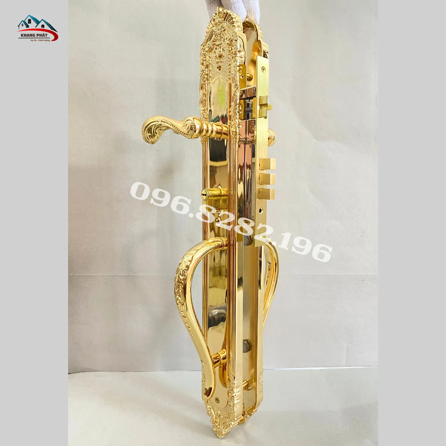 bộ khóa cửa đồng mạ vàng hoàn chỉnh