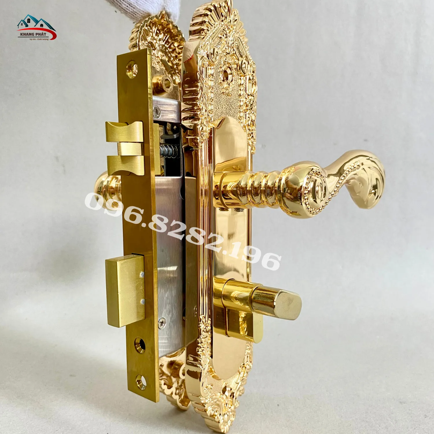 bộ khóa cửa phòng mạ vàng hoàn chỉnh