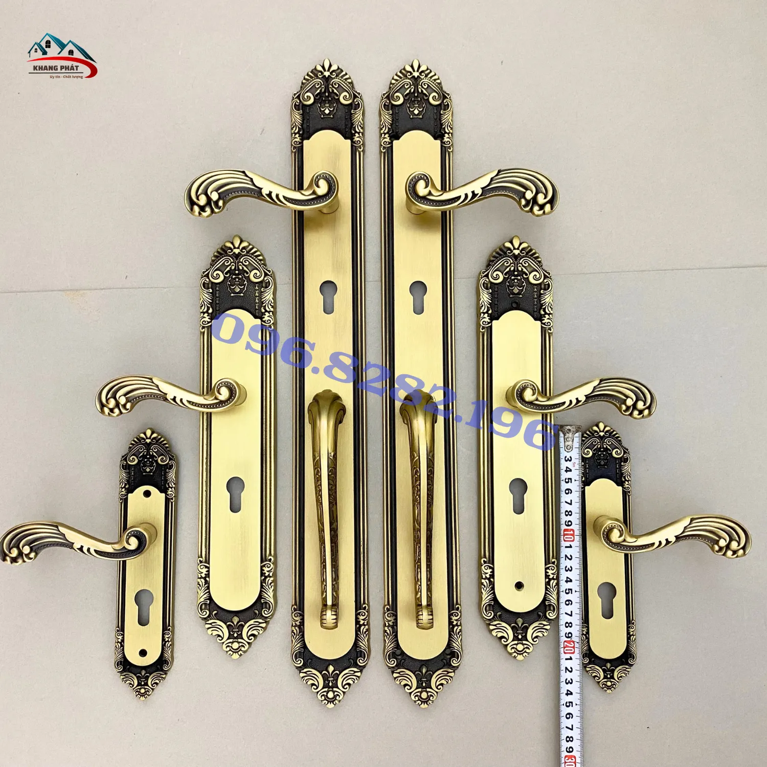 Mẫu khoá tay gạt bằng đồng thau đủ kích thước lắp đặt