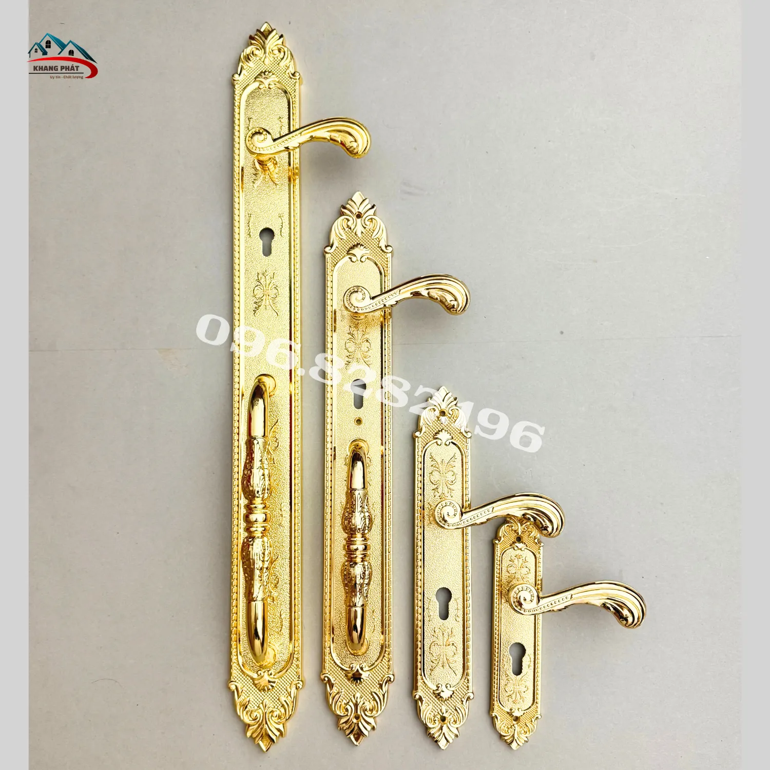 Các kích thước khoá đồng KP7283 đặt cạnh nhau thực tế