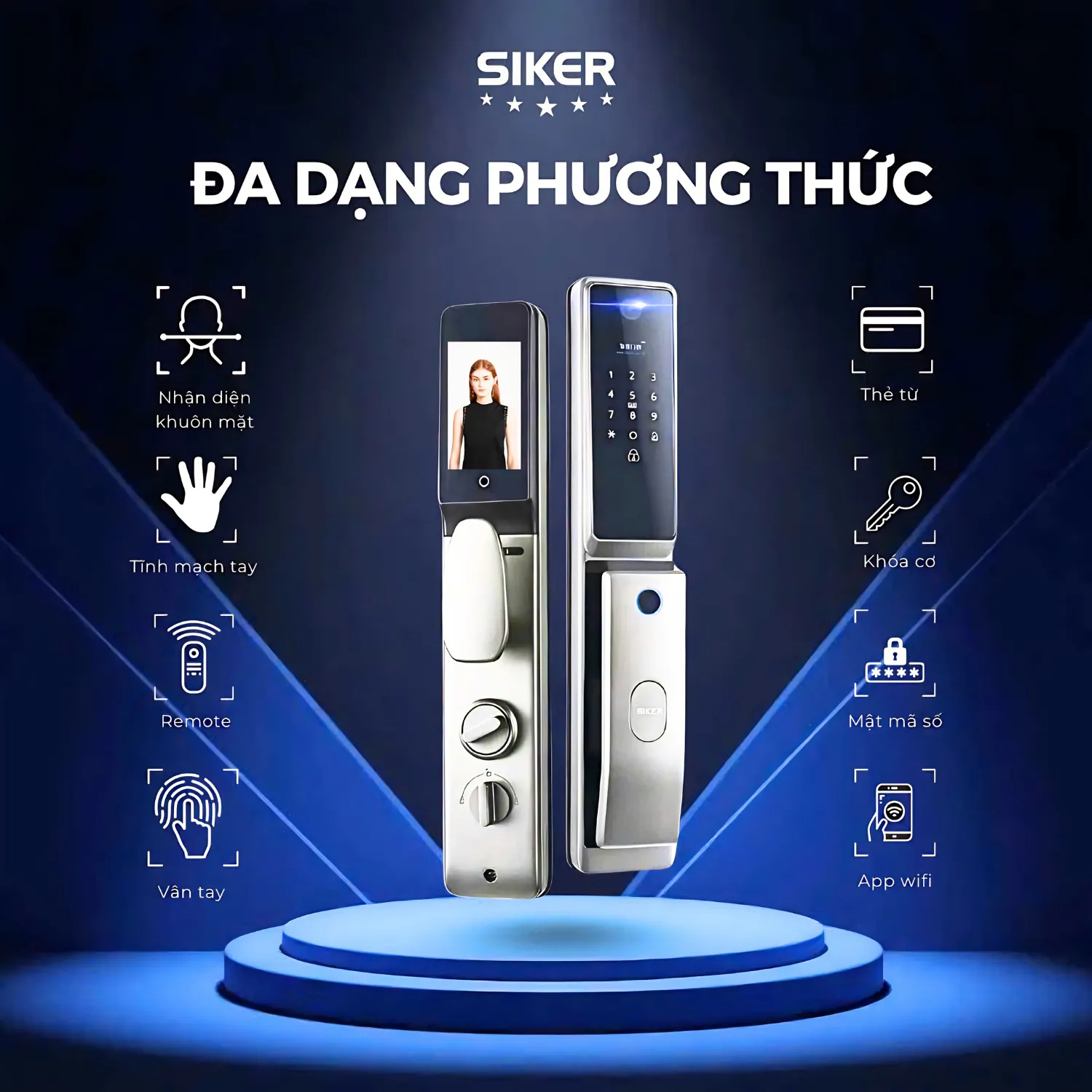 Các phương thức mở khóa thông minh Siker KTS110PR rảnh tay