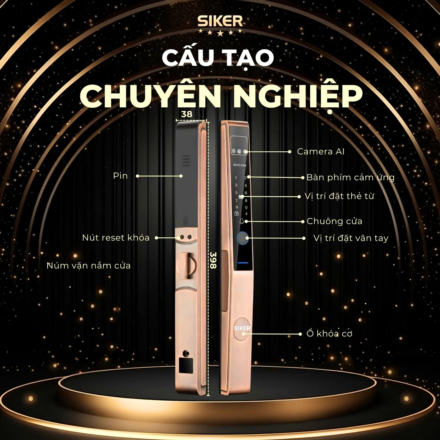 Cấu tạo khóa cửa thông minh Siker chuyên nghiệp