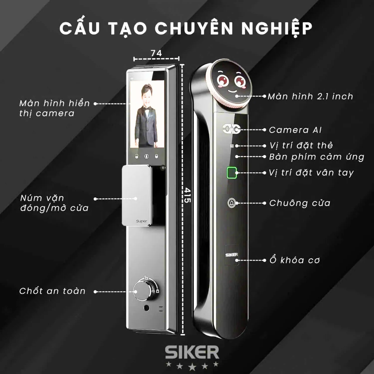 Cấu tạo chuyên nghiệp của khóa điện tử Siker KTS900AI