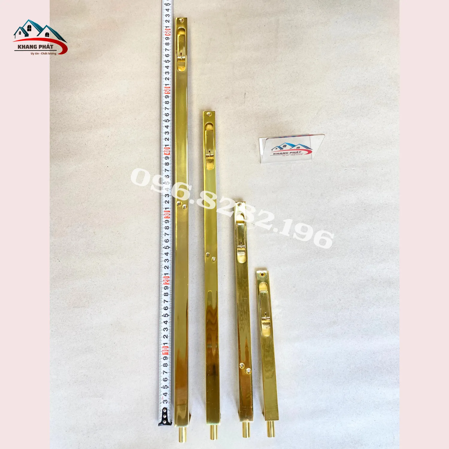 Chốt âm cửa 2 cánh dài 60cm bằng đồng thau