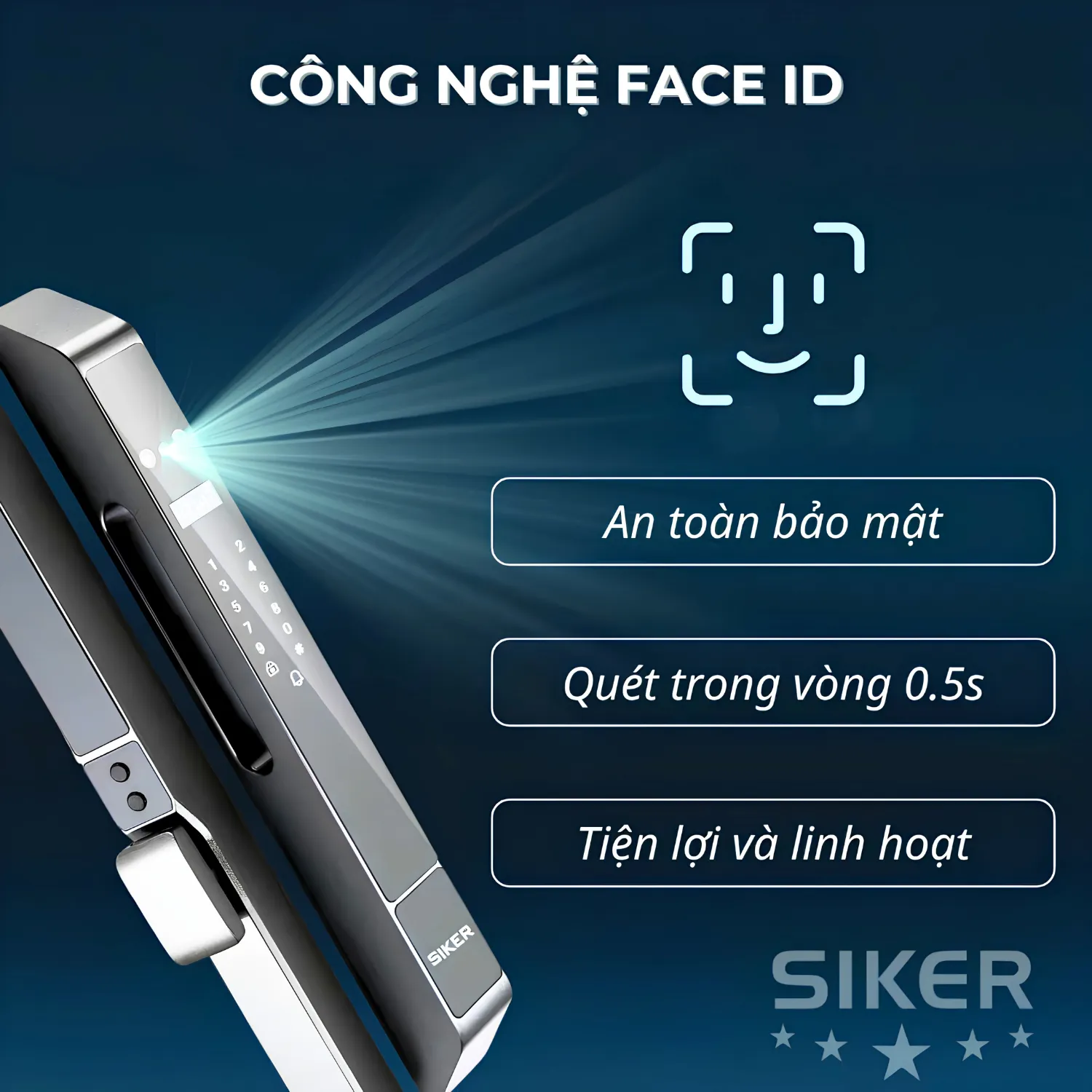 Công nghệ Face ID 3D trên khoá cửa thông minh Siker KTS141.3D
