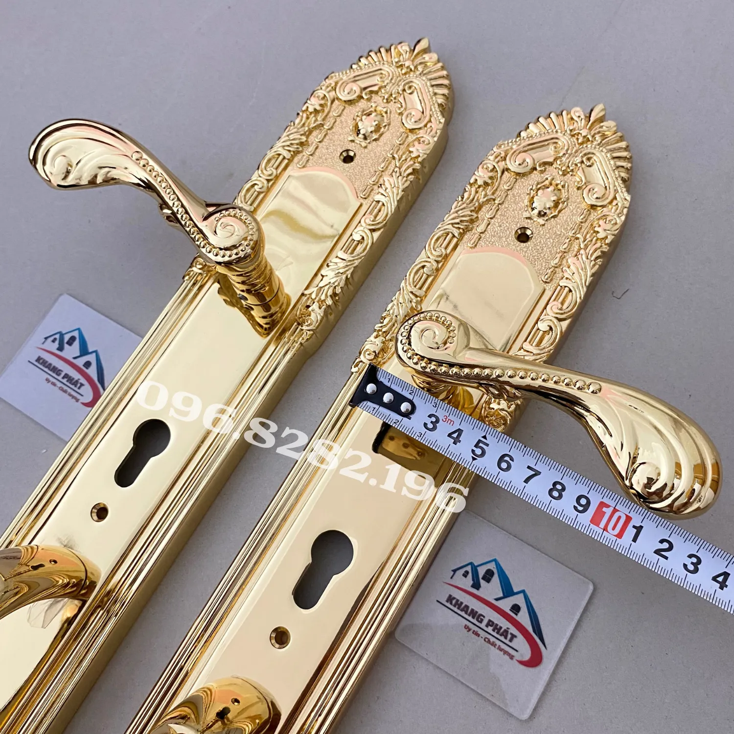 tay gạt khóa cửa bằng đồng dài 13cm