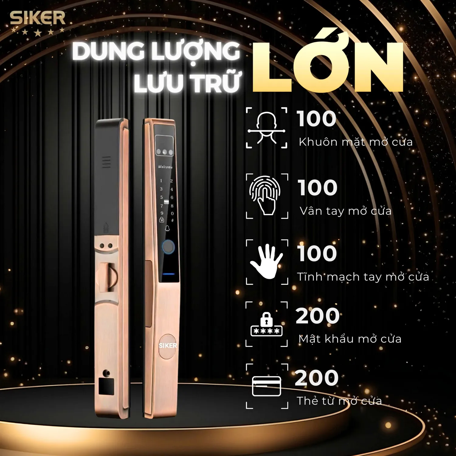 Khóa điện tử cửa nhôm lưu trữ nhiều người dùng